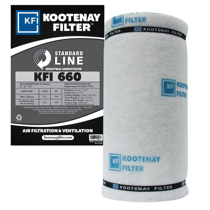 Kootenay Filter - Kootenay Filter KFI 660 Standard Line Carbon Filter 412 CFM - Hydroponics Club